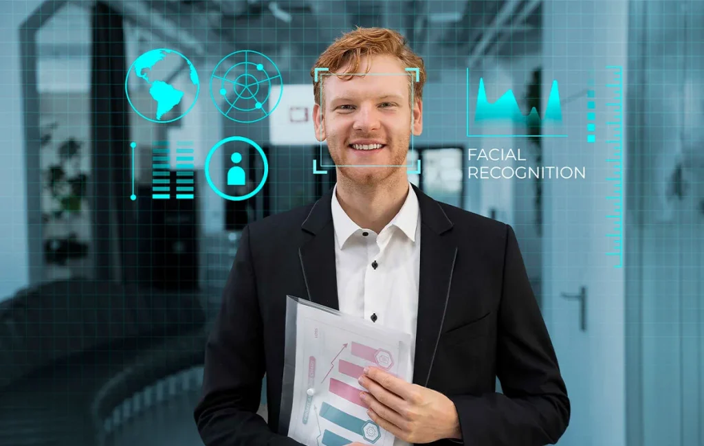AI for executive assistants featuring facial recognition technology and data analytics for enhanced business productivity