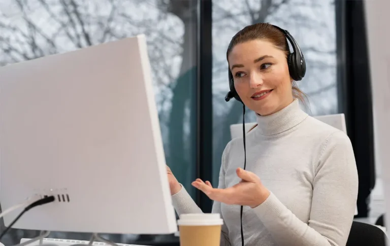 Best executive assistant providing remote support during a client video meeting