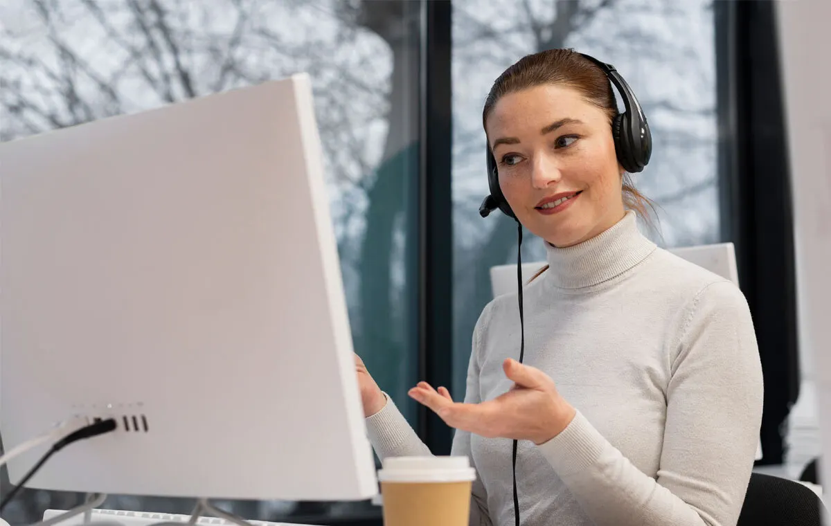 Best executive assistant providing remote support during a client video meeting