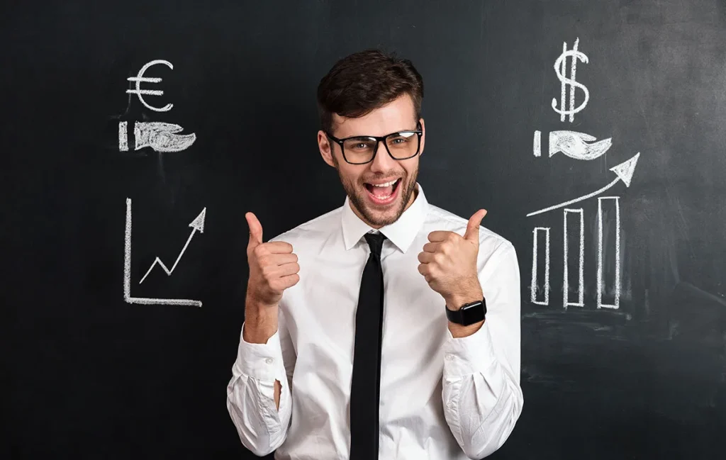 Founder comparing nearshore vs offshore outsourcing costs using financial growth charts