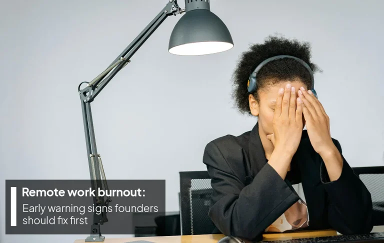 Remote work burnout employee showing signs of stress and exhaustion while working remotely
