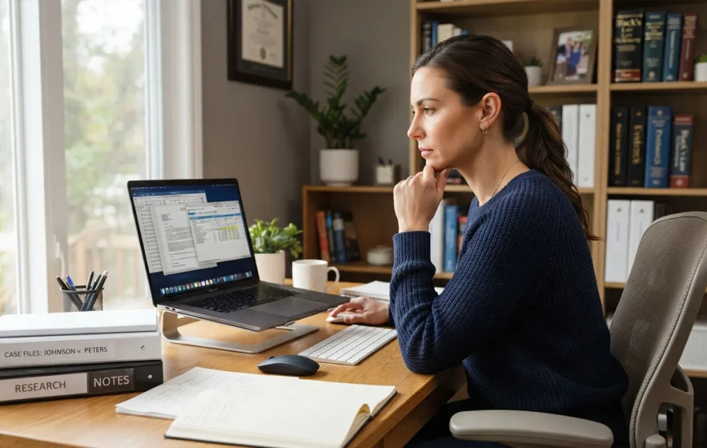 A dedicated remote setup demonstrating how can paralegals work from home using modern case management systems.